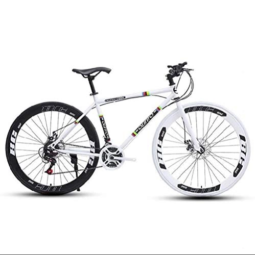 Road Bike : XSLY Road Bicycles, 24-Speed 26-inch Bicycles, Adult-only, High Carbon Steel Frame, Road Bicycle Double Disc Brake Cycling Racing, Outdoors Wheeled Road Mountain Bike Bicycle (Color : White)