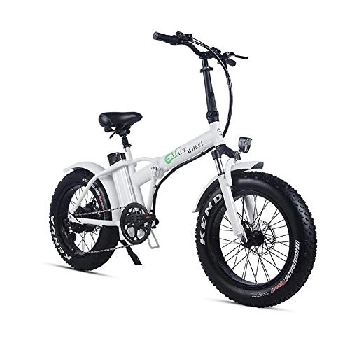 Road Bike : XXCY Folding Electric Bike 500w e-bike 20" * 4.0 fat tyre 48v 15ah battery LCD Display with 5 Levels pas speed (white)