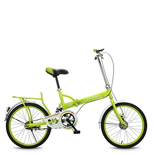 Road Bike : XYANG BK 20" Folding Bicycle Bike High-Carbon Steel Frame Bike Light Weight Women Student Teenager Portable City Bicycle Bike, Green