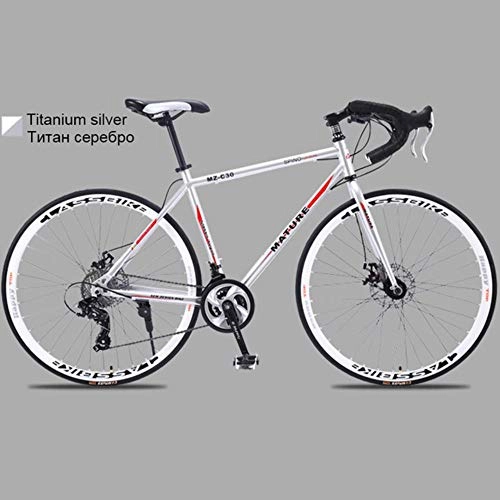 Road Bike : XZM Aluminum alloy road bike 21 27and30speed road bicycle Two-disc sand road bike Ultra-light bicycle, 21 speed S
