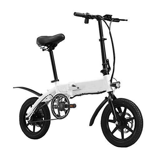 Road Bike : Y&WY Electric Bike, Adult Bicycle Folding Body With LED Speed Display And Disc Brakes Travel Pedal Small Battery Car, White~4.8Ah
