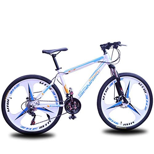 Road Bike : YAMEIJIA Mountain bike riding 24 / 26 inch variable speed shock absorber disc brake / 21-24-27 speed flagship, bluewhite, 24inch21speed