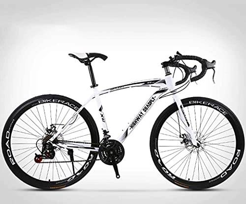 Road Bike : YANGHONG-Sport mountain bike- 26-Inch Road Bicycle, 24-Speed Bikes, Double Disc Brake, High Carbon Steel Frame, Road Bicycle Racing, Men's and Women Adult-Only, White OUZHZDZXC-1 ( Color : White )