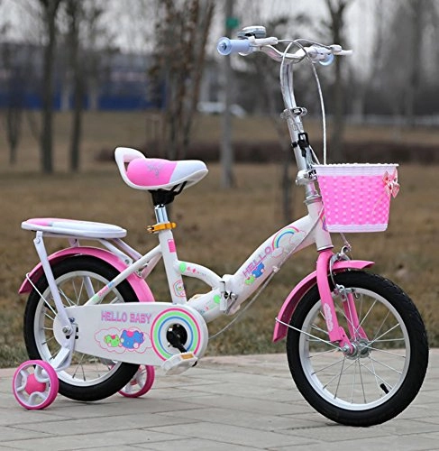 Road Bike : YEARLY Children's foldable bikes, Student folding bicycles Baby's bicycle Stroller Ultra-light Portable Foldable bikes For 4-7 years old-pink 16inch