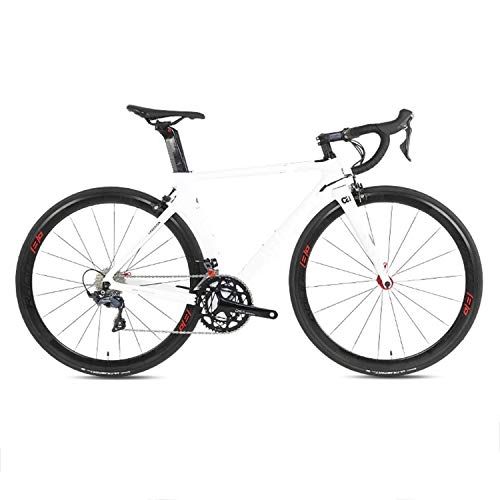Road Bike : Yinhai Carbon Fiber Road Bike, Carbon Fork, Shimano UT R8000, 22 Speeds, 700C Wheels, Red, White, White 52cm