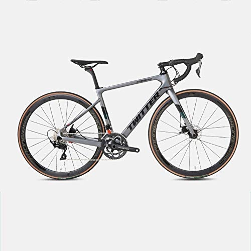 Road Bike : Yinhai Carbon Road Bike, SHIMANO 105 / R7000 700C Carbon Fiber Racing Bicycle with SHIMANO 105 / R7000 22 Speed Derailleur System And Double Disc Brake, Dark grey 51cm