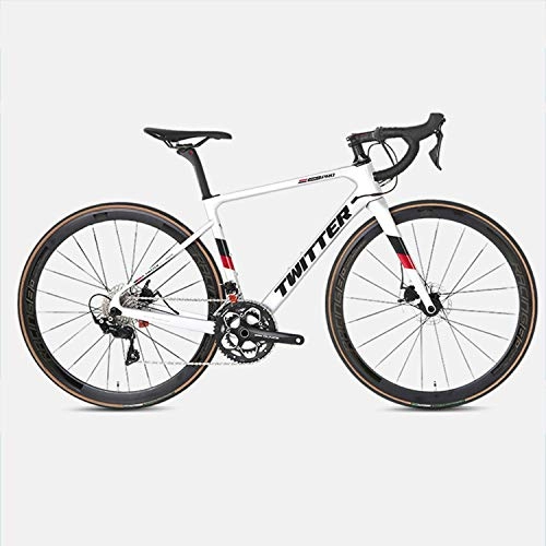 Road Bike : Yinhai Carbon Road Bike, SHIMANO 105 / R7000 700C Carbon Fiber Road Bicycle with SHIMANO 105 / R7000 22 Speed Derailleur System And Double Disc Brake, Silver 51cm