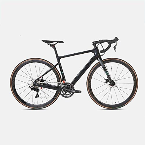 Road Bike : Yinhai Road Bicycles, 22-Speed 20-Inch Bicycles, Carbon Fiber Frame, Road Bicycle Racing, Wheeled Road Bicycle Double Disc Brake Bicycles, Black 51cm