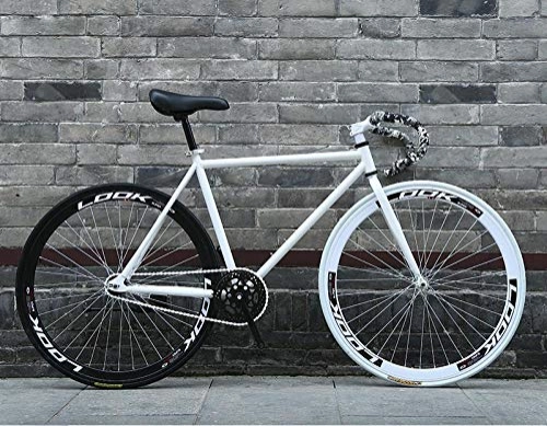 Road Bike : yipin Carbon Steel Fixed Gear Bicycle with Explosion-Proof Solid Tires, for Sports and Racing