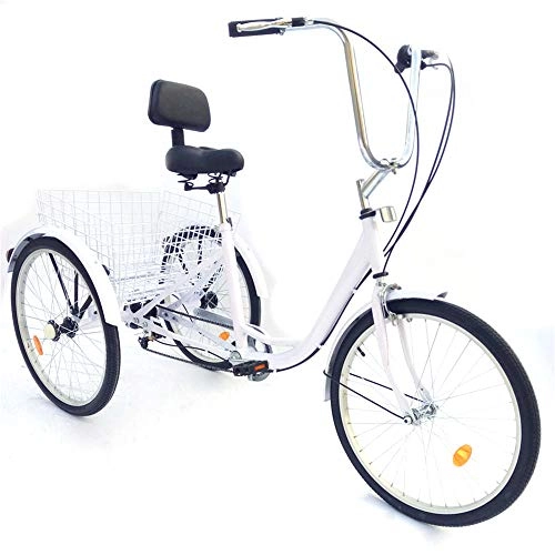 Road Bike : YIYIBY city bicycles adult tricycle, tricycle for adults, tricycle, adult bicycle for senior bike, for shopping, adjustable 24 inches, 3 wheels, 6 speed.