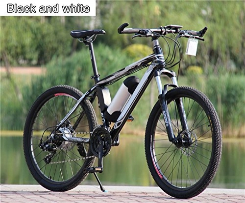 Road Bike : Yoli New Bicycle 36V Lithium Battery Electric Snow Bike SHIMAN0 Mountain Bike , 5 colors, three speeds (21 speed, black)