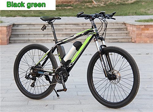 Road Bike : Yoli New Bicycle 36V Lithium Battery Electric Snow Bike SHIMAN0 Mountain Bike , 5 colors, three speeds (21 speed, green)