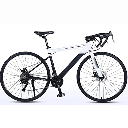 Road Bike : YXGLL 27.5 inch Aluminum Alloy Bend Road Bicycle Adult 700C27 Variable Speed Oil Disc Student Ultra-light Bicycle (white)