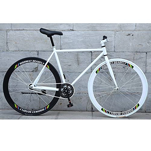 Road Bike : YXWJ 26inch Road Bikes Magnesium Alloy Wheel 30 Spokes Fixie Bicycle Fixed Gear Bike Man Women's Mtb Bmx Bike (Color : A)