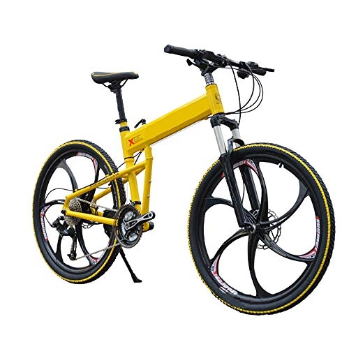 Road Bike : YYD Folding mountain bike -27 speed oil brake one wheel, aluminum alloy portable mountain bike