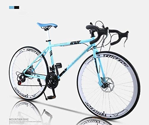 Road Bike : YZPFSD Road Bicycle, 24-Speed 26 Inch Bikes, Double Disc Brake, High Carbon Steel Frame, Road Bicycle Racing, Men's And Women Adult, Colour:B (Color : C)
