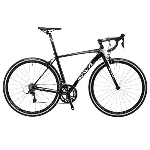 Road Bike : ZDK Road Bike Racing Road Bicycle Carbon fork Racing Road Bike with 18 speeds Adult Road bike, Black, 48