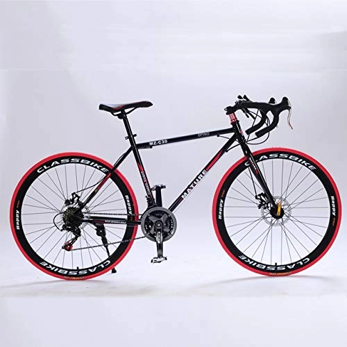 Road Bike : ZDK Road Bikes Road Bike Racing Bike Fiber Road Bicycle with 16 Speed Derailleur System and Double V Brake, Black