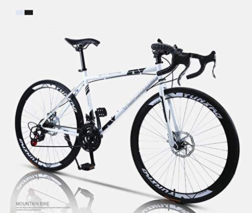 Road Bike : ZHTT Road Bicycle, 24-Speed 26 Inch Bikes, Double Disc Brake, High Carbon Steel Frame, Road Bicycle Racing, Men's And Women Adult Road Bike