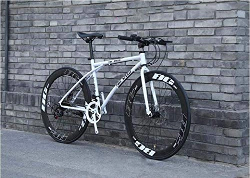 Road Bike : ZHTY Men's And Women's Road Bicycles, 24-Speed 26-Inch Bikes, Adult-Only, High Carbon Steel Frame, Road Bicycle Racing, Wheeled Double Disc Brake Bicycles