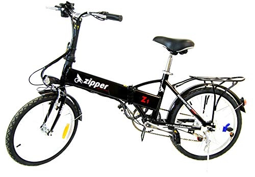 Road Bike : Zipper Bikes Z1 7-Speed Compact Folding Electric Bike 20" - Black