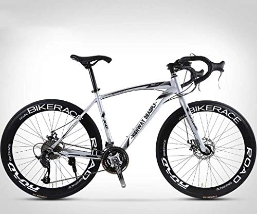 Road Bike : ZTYD 26-Inch Road Bicycle, 27-Speed Bikes, Double Disc Brake, High Carbon Steel Frame, Road Bicycle Racing, Men's And Women Adult-Only, E
