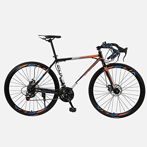 Road Bike : ZTYD Road Bicycle, 26 Inches 21-Speed Bikes, Double Disc Brake, High Carbon Steel Frame, Road Bicycle Racing, Men's And Women Adult, B4