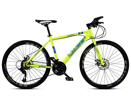 Road Bike : ZXGQF Adult Road Bike, Men Racing Bicycle with Dual Disc Brake, High-carbon Steel Frame Road Bicycle, City Utility Bike (B, 24 inches / 27 speed)