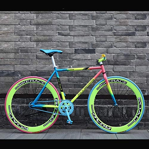 Road Bike : ZXLLO 26-inch Lightweight Road Bicycle Single-speed Bikes Fixie Gear Road Bicycle Racing, Multi colored