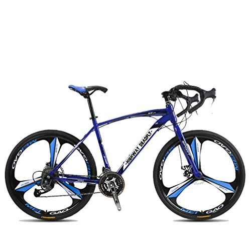 Road Bike : ZXLLO Lightweight Steel Drop Bar Road Bike Road Racing Bike 3 Spoke 3 26in Wheel 27 Speed, Blue