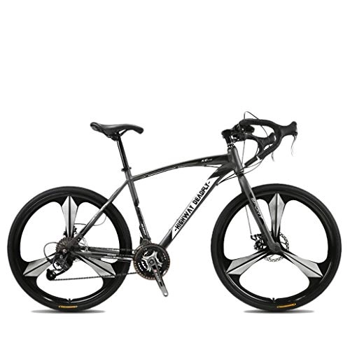 Road Bike : ZXLLO Racing Sports Bike 27 Speed 700C Wheels 3 Spoke Road Bicycle Dual Disc Brake Bicycle, Black