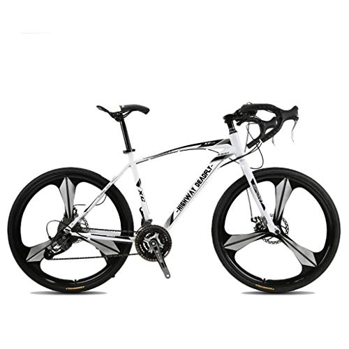 Road Bike : ZXLLO Racing Sports Bike 27 Speed 700C Wheels 3 Spoke Road Bicycle Dual Disc Brake Bicycle, White