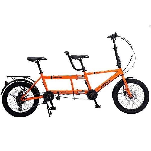 Tandem Bike : BIXUYOU Tandem Bike - City Tandem Folding Bicycle, Foldable Tandem Adult Beach Cruiser Bike Adjustable 7 Speeds, CE / FCC / CCC