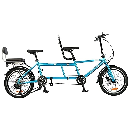 Tandem Bike : City Tandem Folding Bicycle, Variable Speed Bike Riding Couple Entertainment Universal Wayfarer, Foldable Disc Brake Travel Bikes, Blue