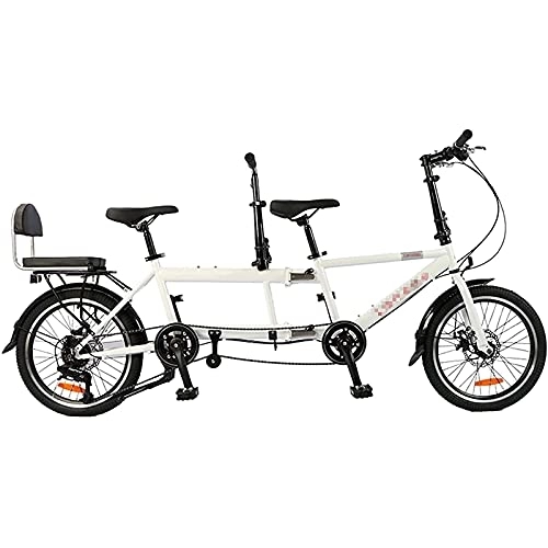 Tandem Bike : City Tandem Folding Bicycle, Variable Speed Bike Riding Couple Entertainment Universal Wayfarer, Foldable Disc Brake Travel Bikes, White