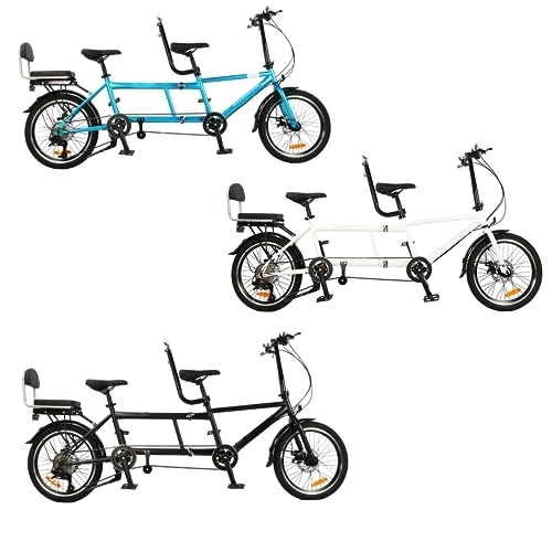 Tandem Bike : Coslike Tandem Bike - City Tandem Folding Bicycle, Foldable Tandem Adult Beach Cruiser Bike Adjustable 7 Speeds, CE FCC CCC, blue, 82.6x13.8x43.3 inch