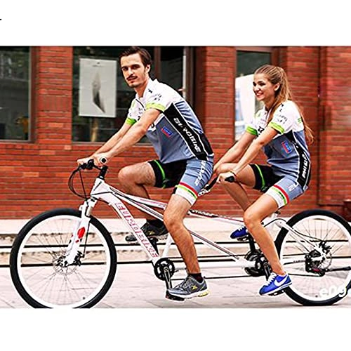 Tandem Bike : Couple Bike 26" Rode Bicycle, 21-Speed Gear, Commuter Bike for Adults Man and Woman White-21 speed