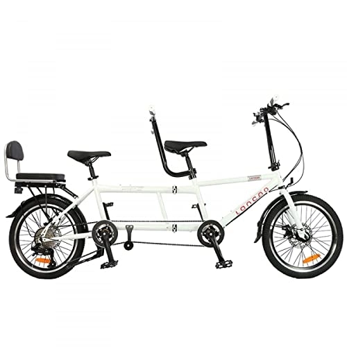 Tandem Bike : CSEDF-CRYP 28inTandem Bike, Foldable Tandem Adult Beach Cruiser Bike, Multiple Colors, Three Seater, 7-Speed