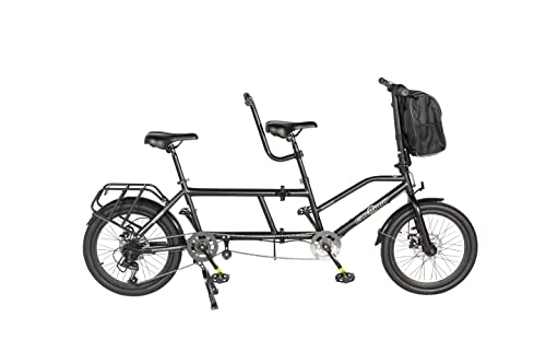 Tandem Bike : ECOSMO 20" New Folding City Tandem Bicycle Bike 7SP SHIMANO with Disc Brakes - 20TF01BL