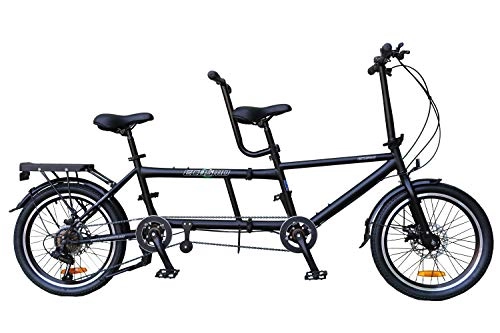 Tandem Bike : ECOSMO 20" New Folding City Tandem Bicycle Bike 7SP with Disc Brakes - 20TF01BL