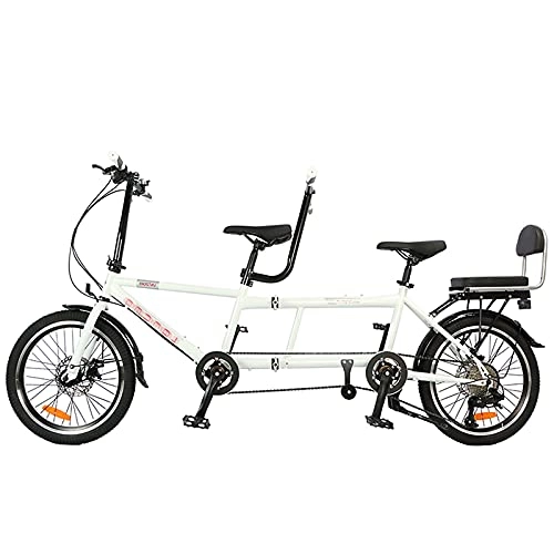 Tandem Bike : GYGFYJR Adult Bike, 20-Inch Wheels, High Carbon Steel Material, 8 Speed, Disc Brakes, Tandem Folding Bicycle, Couple Travel Sightseeing Bicycle, White, Black and Blue