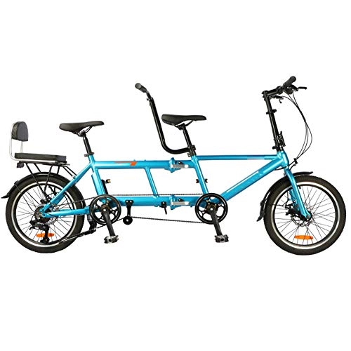 Tandem Bike : GzxLaY Ultra Lightweight Portable Folding 20in Single Speed Tandem Bicycle, Foldable Disc Brake Travel Bikes, A