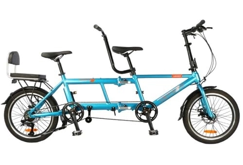 Tandem Bike : Kcolic Folding Tandem Bicycles Beach Cruiser Bicycle for Adults, Tandem Bicycle with 20 Inch Wheels, Adjustable 7 Speed Tandem Bikes Cruiser Bicycle A, 20inch