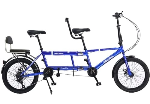 Tandem Bike : Kcolic Folding Tandem Bike, Family Tandem Bikes for Two Adults, 7 Speed Adjustable Tandem Bikes, Cruiser Bikes for Travel and Couple Rides A