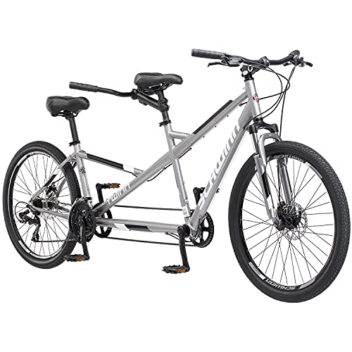 Tandem Bike : Schwinn Twinn Tandem 26” Wheel Bicycle, Grey, One Frame Size 20”
