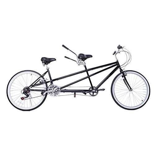 Tandem Bike : SYLTL Two People Tandem Bicycle Couple Double Riding Mountain Travel and Sightseeing Portable Parent-Child Double Bike Entertainment, Black