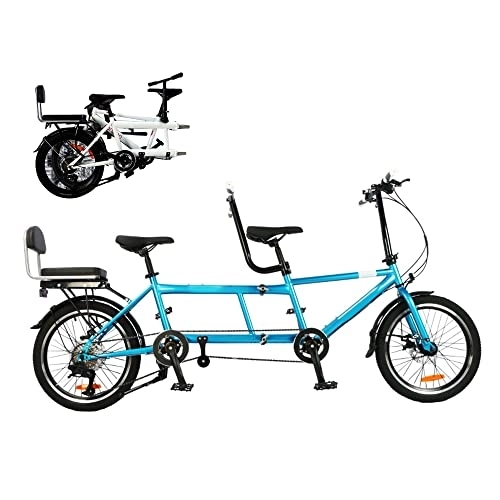 Tandem Bike : Tandem Adult Beach Cruiser Bike, Classic City Tandem Folding Bicycle Variable Speed Bike Riding Couple Entertainment Universal Wayfarer Double Seater Bike for Adult, Blue