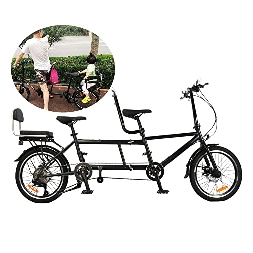 Tandem Bike : Tandem Adult Beach Cruiser Bike, Classic Tandem Beach Cruiser Bike, Adult Folding Bicycle with Three Seater, 20-Inch Wheels, 7-Speed, Maximum Load 200kg, Size 210x35x110cm, Folded Size 110x35x62cm