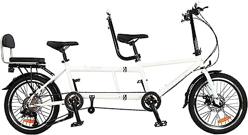 Tandem Bike : Tandem Foldable Bike, 7-Speed Adjustable Classic Tandem Adult Beach Cruiser Bike, 20-Inch Wheels Tandem Folding Bicycle, Three Seater, Size 210x35x110cm / 110x35x62cm, Maximum Load 200kg