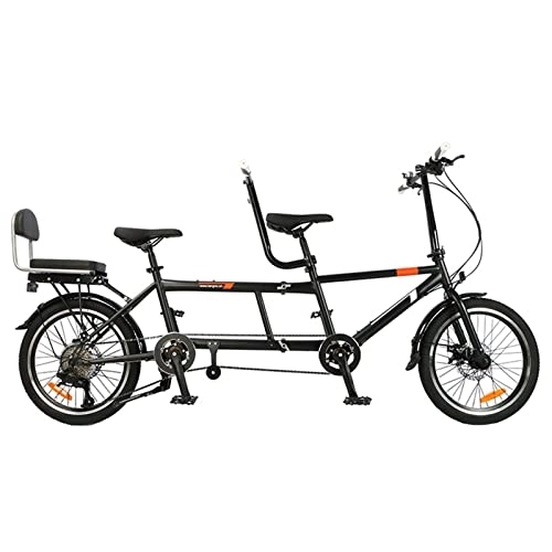 Tandem Bike : WLL-DP High Carbon Steel Frame Folding Tandem Bicycle, Couples Riding Parent-Child Activities Universal Bicycle, Travel Sightseeing Variable Speed Bike